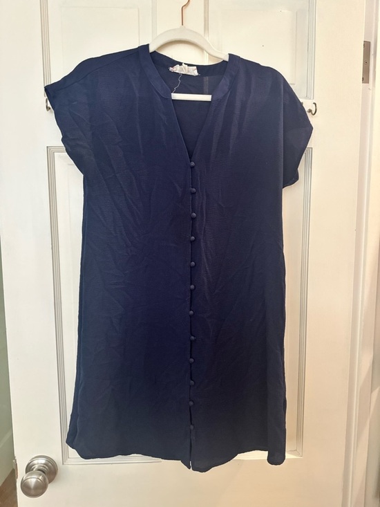Pink Rose Dresses & Skirts - Pink Rose Navy Striped Top with Floral Label Accent